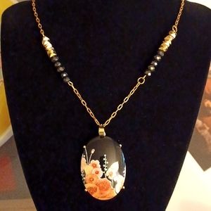 NWOT Oval Pendant on embellished goldtone chain